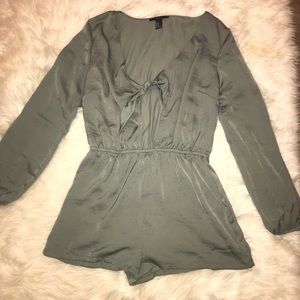 Olive silky romper